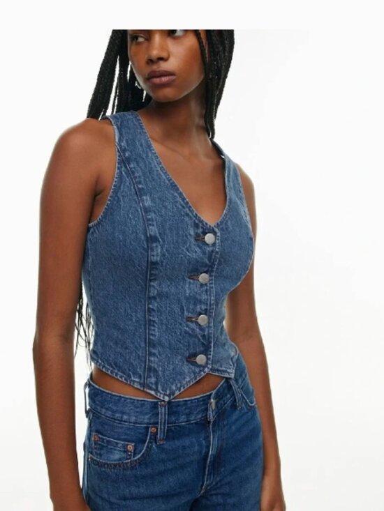 Aritzia Tops - Aritzia Denim Forum The 90's Mia Denim Vest Size S Boho Western Festival Chic